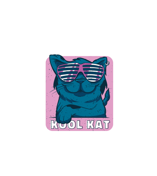 Kool Cat - Pisică Cool model albastru închis pe tricou