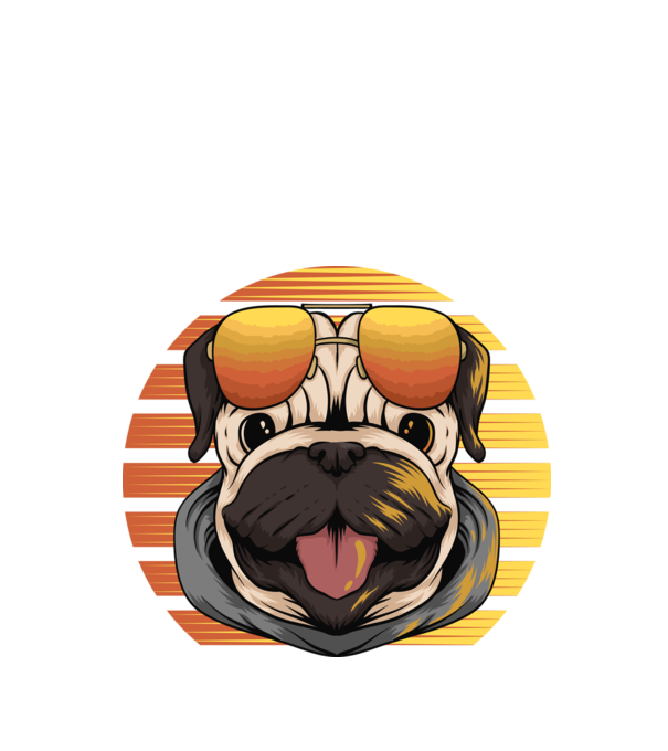 Retro mops model negru pe tricou