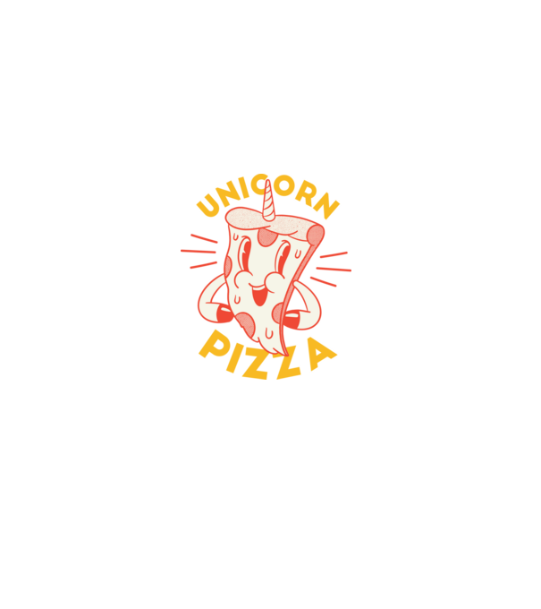 Unicorn Pizza model albastru închis pe tricou