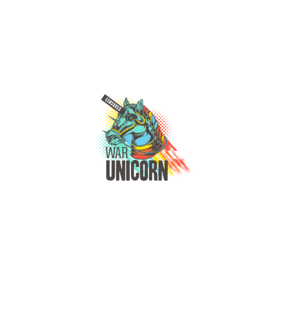 War Unicorn model alb pe tricou