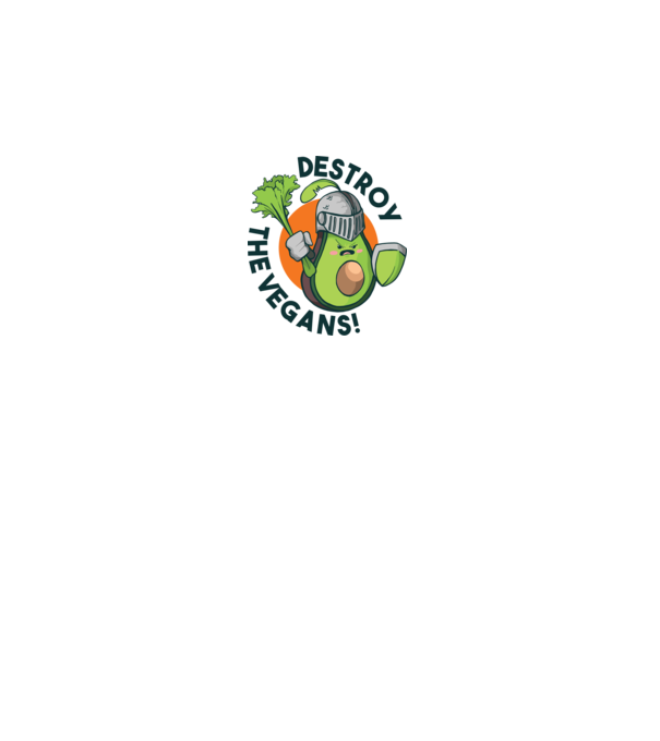 Destroy the Vegans - tricou amuzant războinic Avocado model alb pe tricou