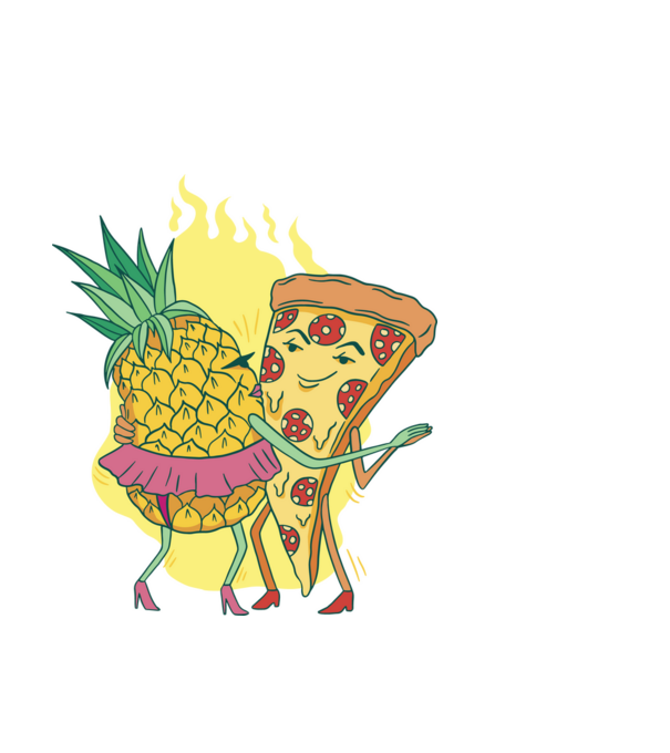 Pizza cu ananas Dragoste model negru pe tricou
