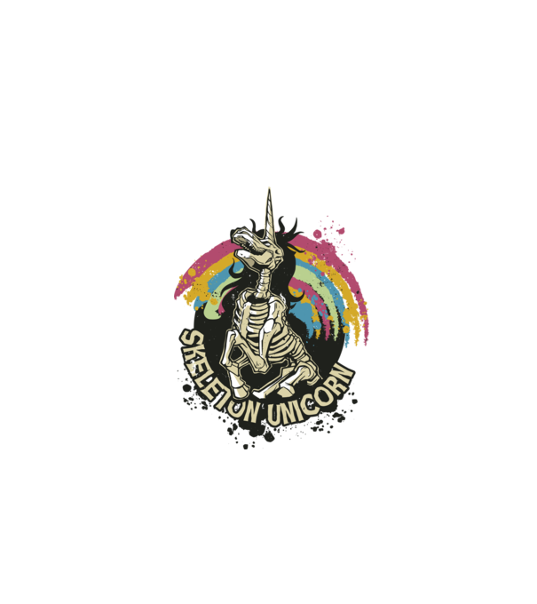 Schelet unicorn model alb pe tricou