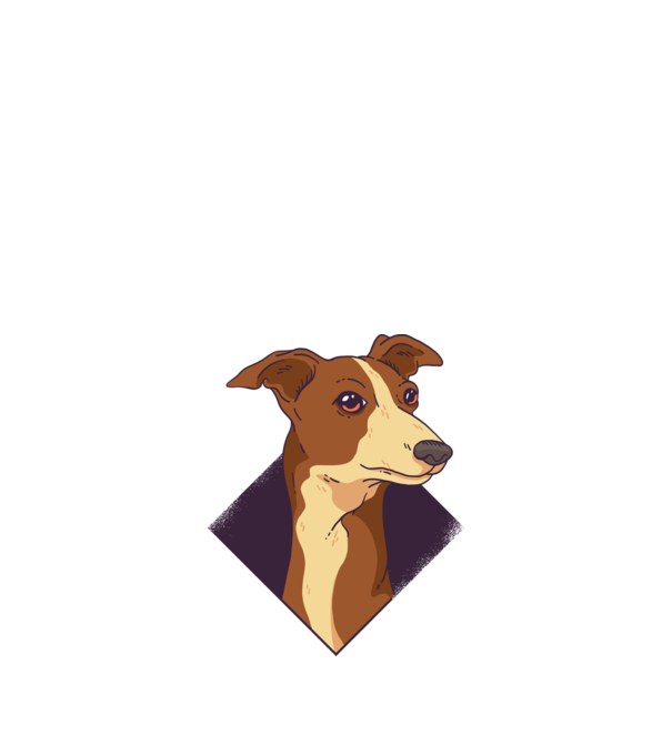 Cap câine Whippet model nisipiu pe tricou