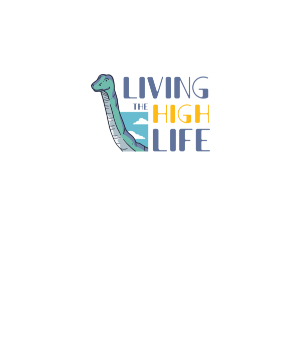 Living the High Life Dinosaur model gri închis pe tricou