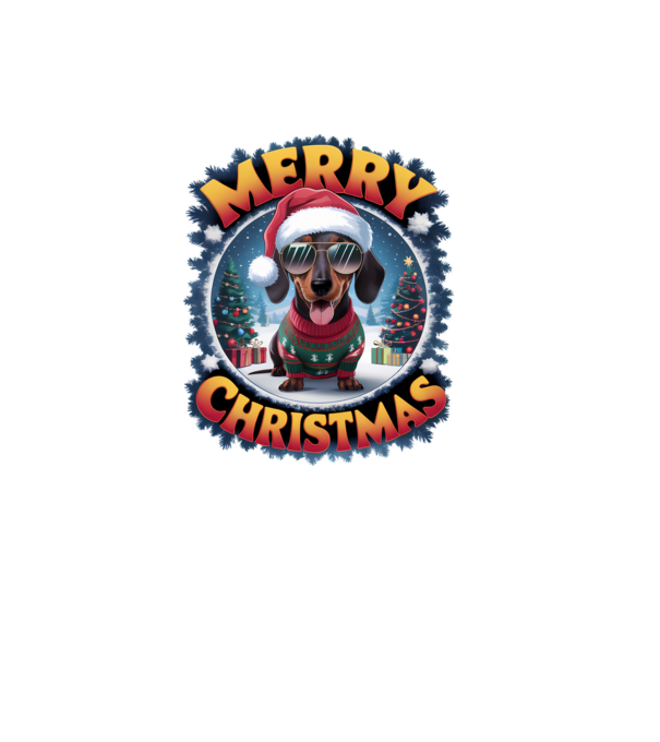 Merry Christmas Teckel model alb pe tricou