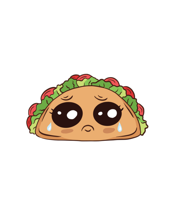 Taco trist model alb pe tricou