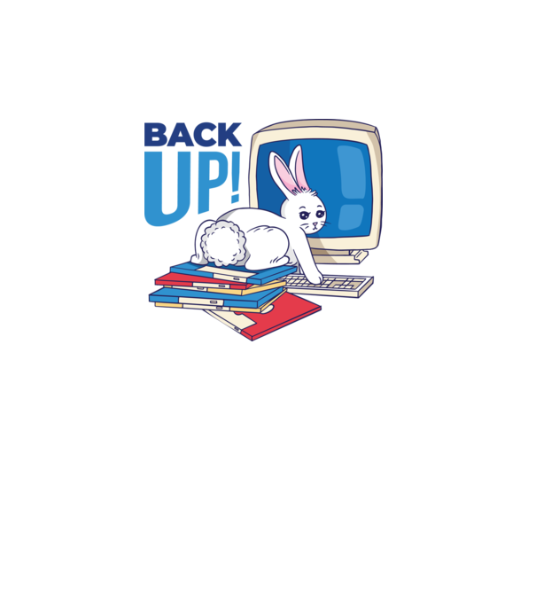 Back up bunny model alb pe tricou
