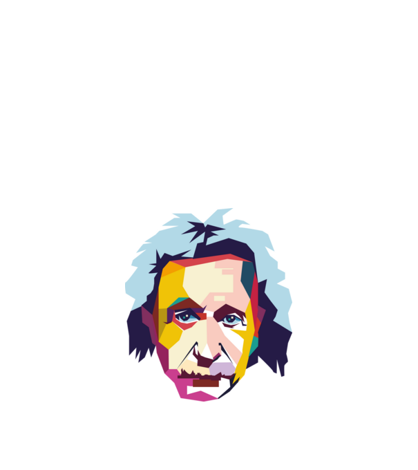 Einstein abstract model alb pe tricou