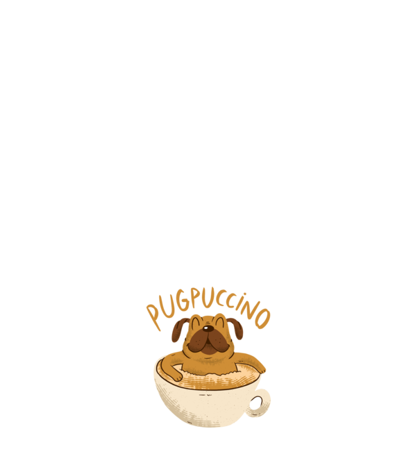 Pugpuccino Capuccino cu Mops model albastru închis pe tricou
