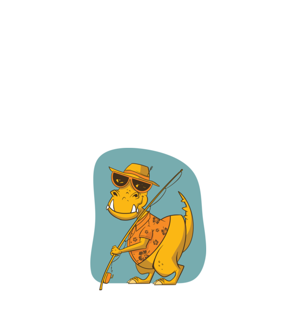T-rex Pescar model albastru închis pe tricou