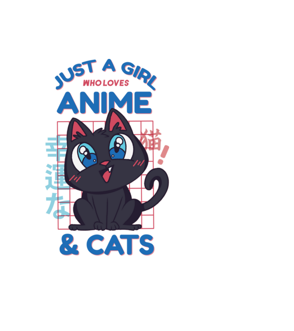 Doar o fată căreia îi place Anime și Pisicile model albastru deschis pe tricou