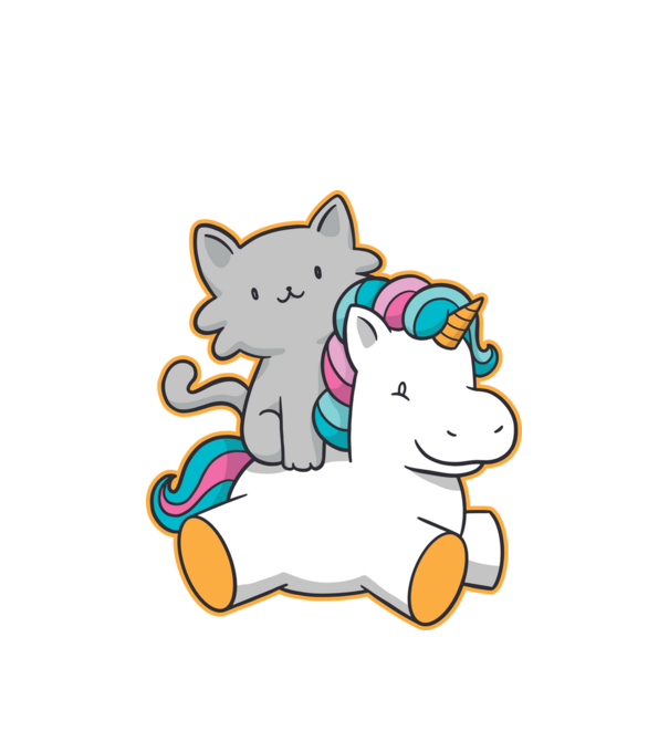 Unicorn Cu pisică model alb pe tricou