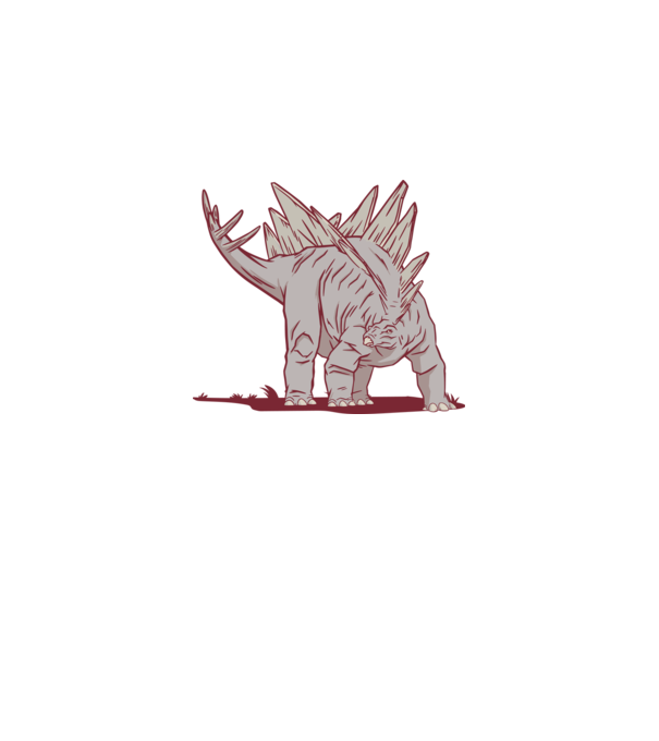 Stegosaurus dinozaur model gri pe tricou