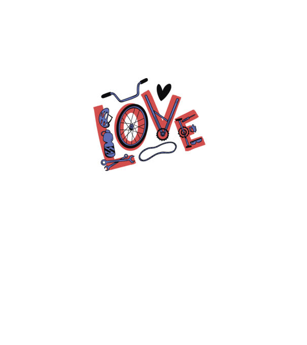 Love Bicicletă model alb pe tricou