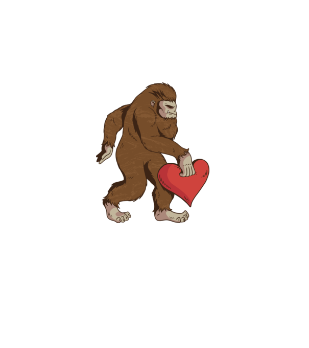 Bigfoot Yeti cu inimă model alb pe tricou