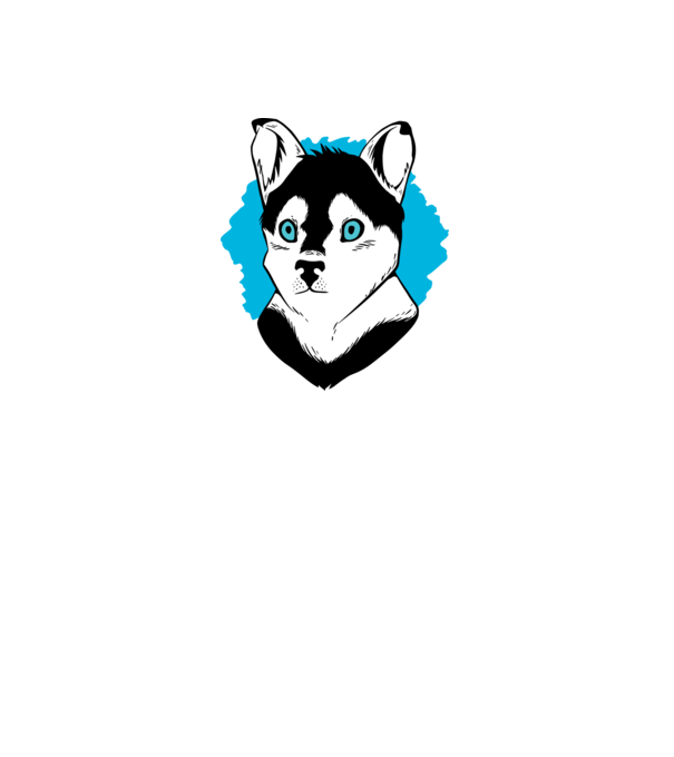 Câine Pomsky model alb pe tricou