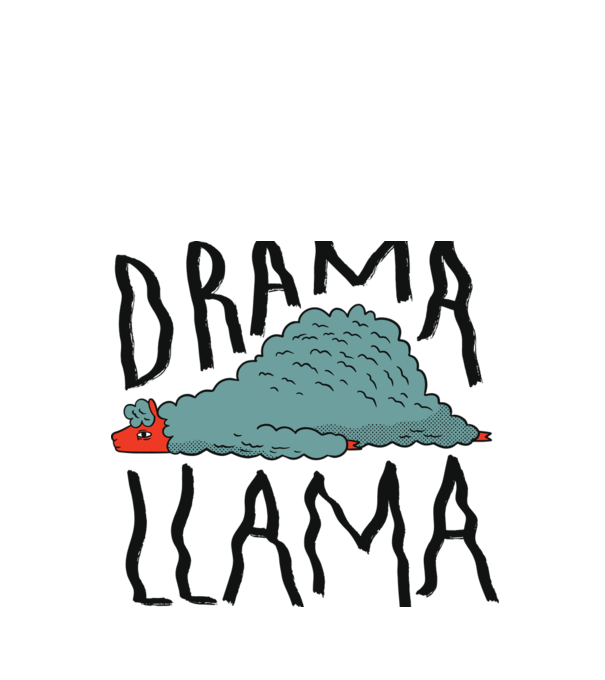 Dramă Lama model alb pe tricou