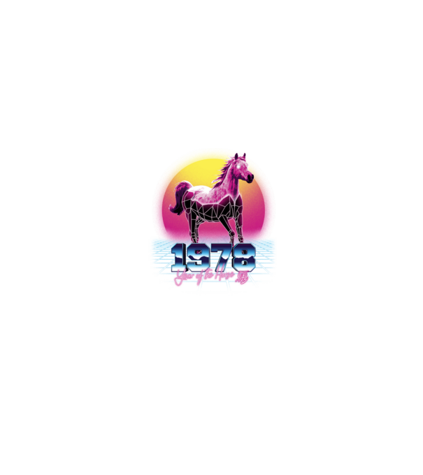 1978 Year of the Horse model negru pe tricou