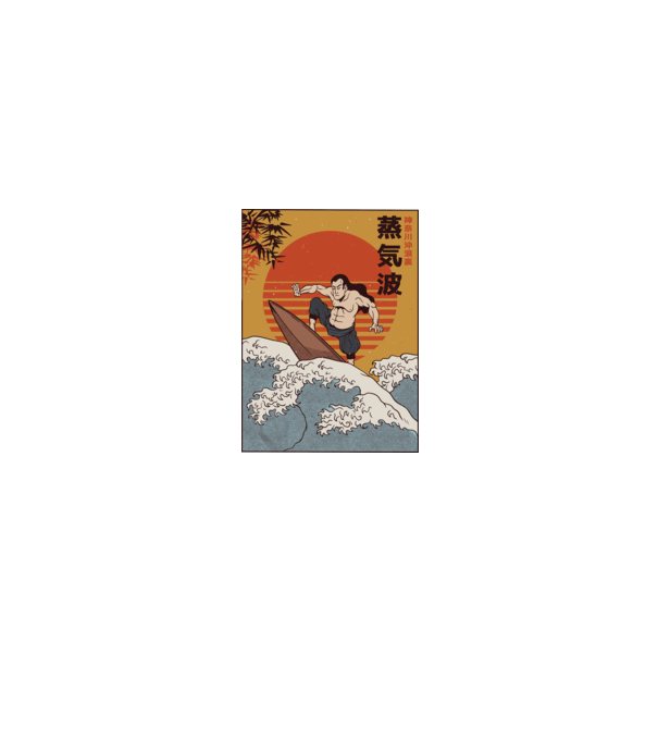 Samurai Surf model negru pe tricou