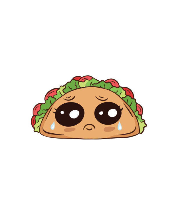 Taco trist model alb pe tricou