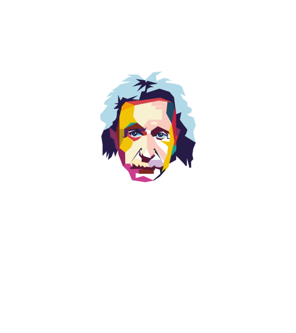 Einstein abstract model alb pe tricou