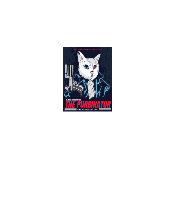 The Purrinator Pisică model gri pe tricou