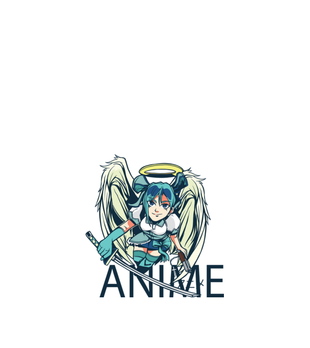 Anime fată cu sabie model portocaliu pe tricou