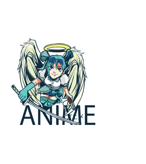 Anime fată cu sabie model verde de măr pe tricou