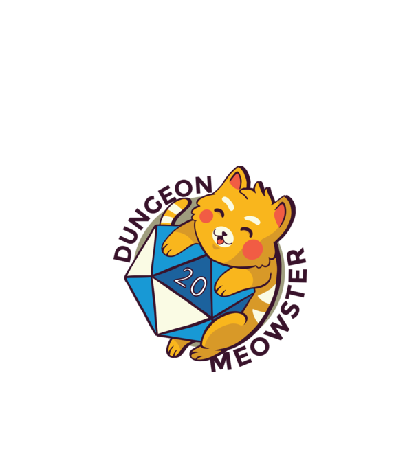 Dungeon Meowster joc de rol RPG tricou cu pisică model alb pe tricou