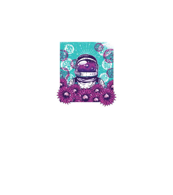 Floral Astronaut model negru pe tricou