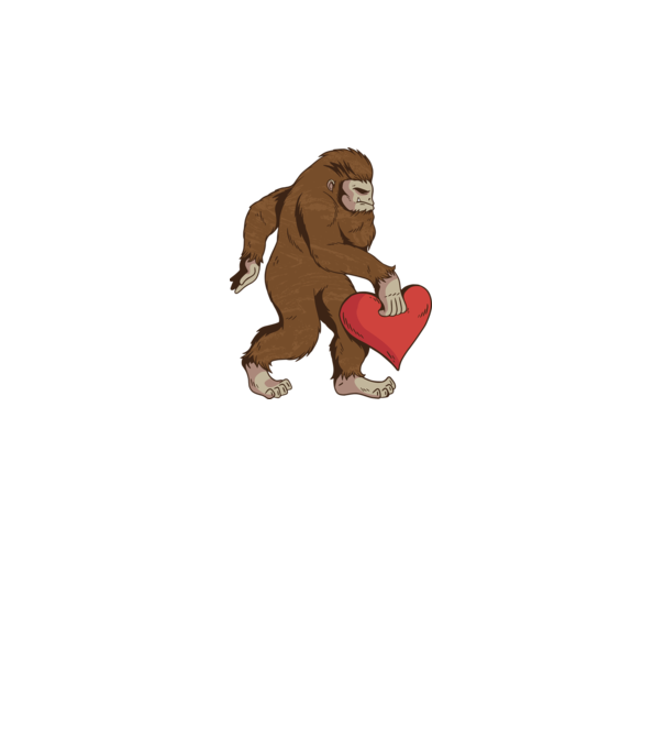 Bigfoot Yeti cu inimă model gri pe tricou