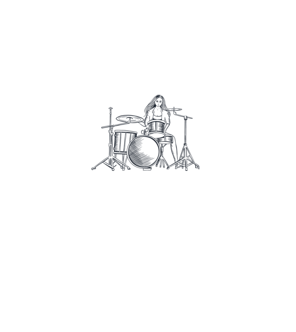 Fată Bateristă model alb pe tricou