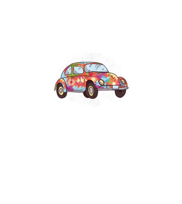 Hippy Beetle Volkswagen model gri pe tricou