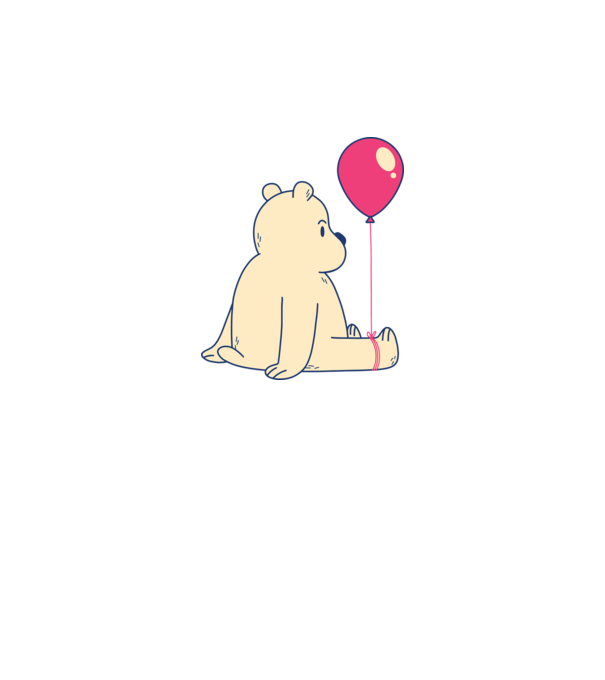 Teddy Drăguț cu Balon model alb pe tricou