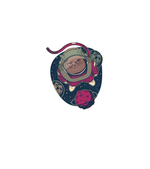 Pisică Astronaut model negru pe tricou