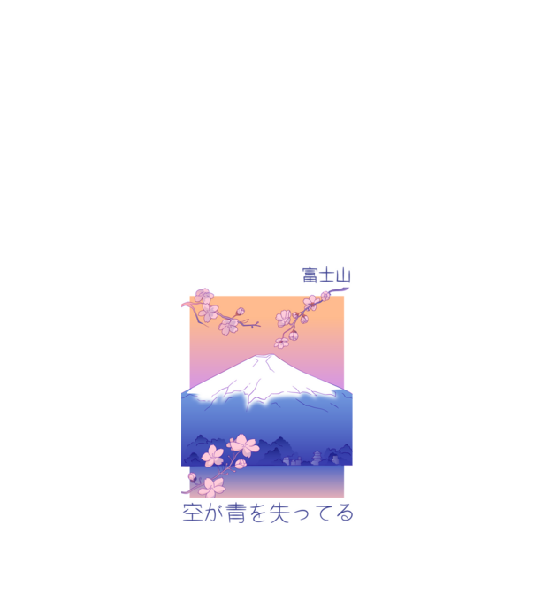 Anime Vaporwave munte model nisipiu pe tricou