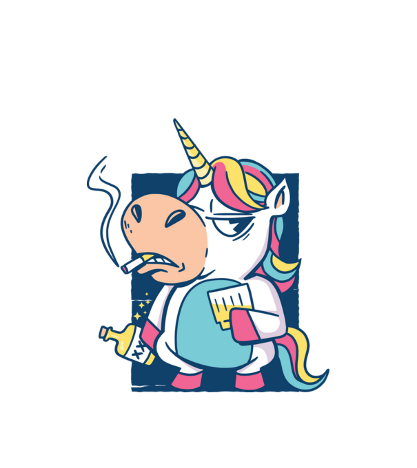 Unicorn rebel model alb pe tricou