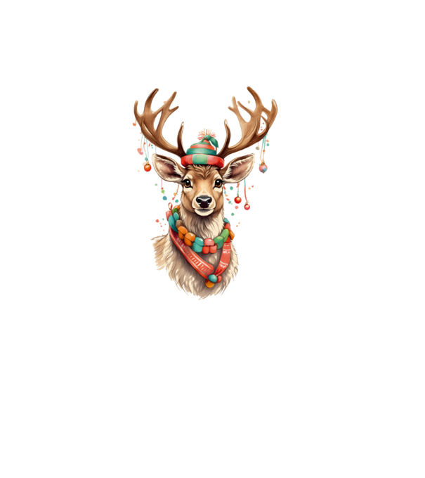 Festive Reindeer model alb pe tricou