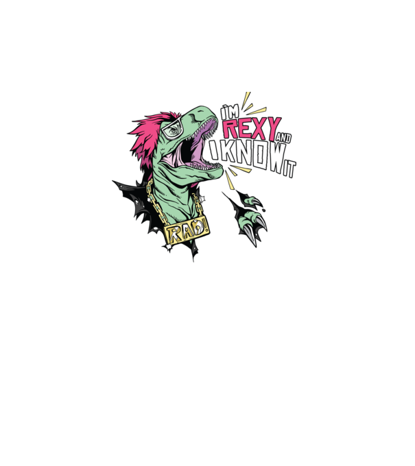 'I''m Rexy and I know it - tricou dinozaur amuzant' model alb pe tricou