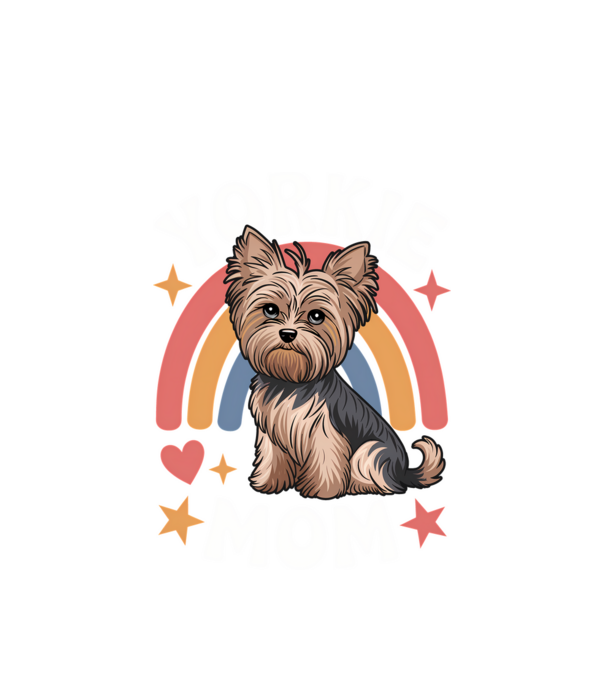 Yorkie Mom Negru model alb pe tricou