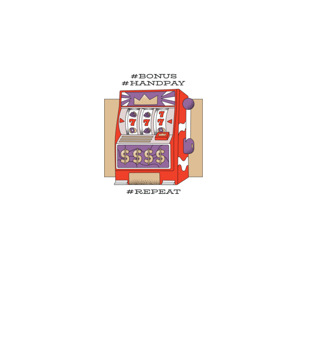 Slot machine model alb pe tricou