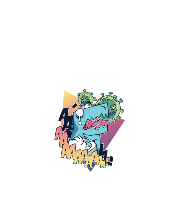Covid Dino model albastru închis pe tricou