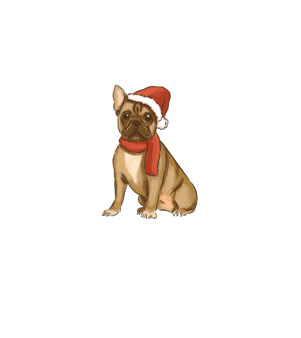 Bulldog francez de Crăciun model albastru deschis pe tricou