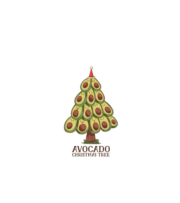Pom de Crăciun Avocado model alb pe tricou