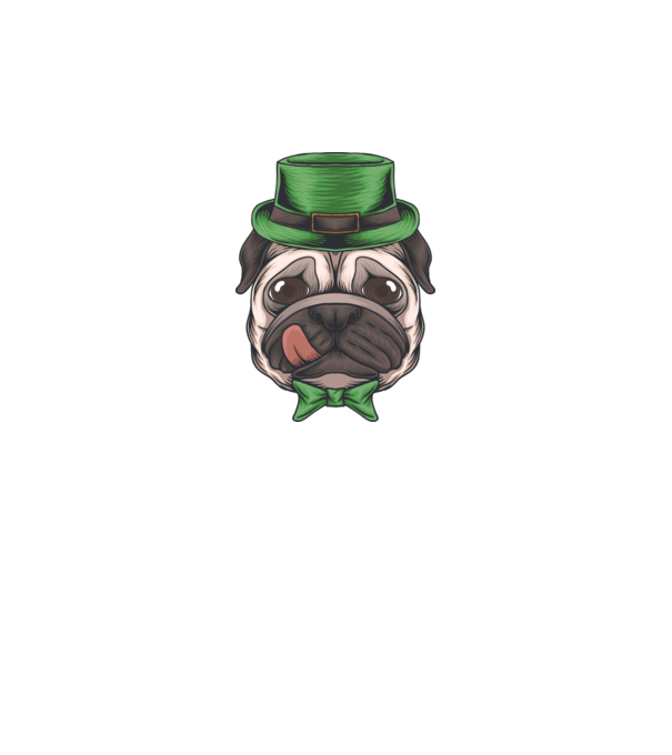 Mops Sfântul Patrick model negru pe tricou