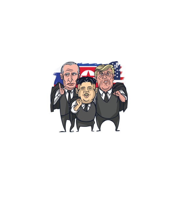 Trump, Putin, Kim - trei prieteni buni model alb pe tricou