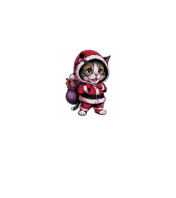 Santa Cat model negru pe tricou