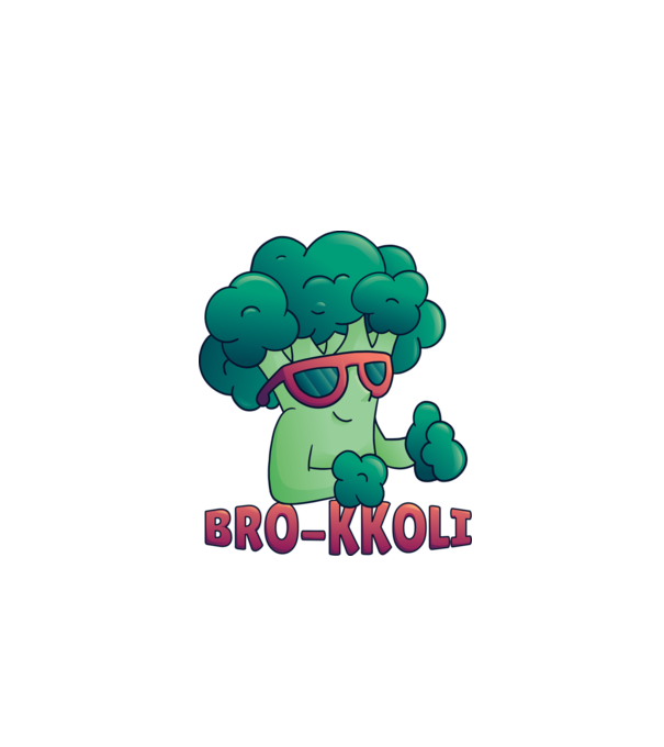 Broccoli model alb pe tricou