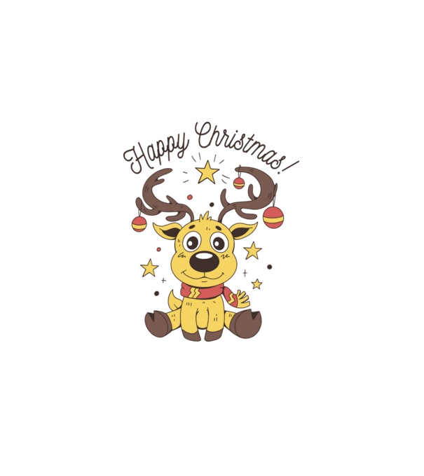 Happy Christmas Reindeer Alb model alb pe tricou